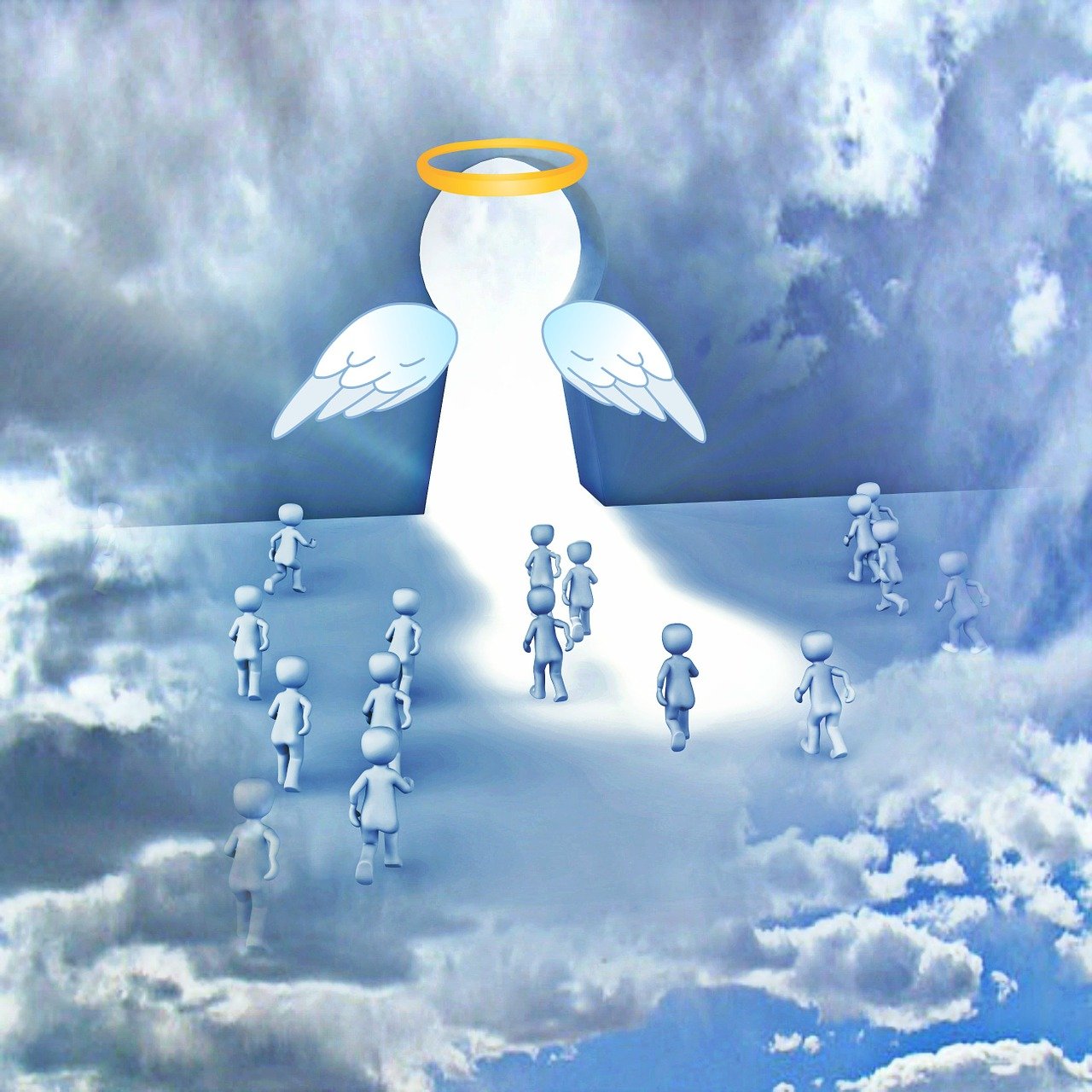 heaven, people, mysticism, transition, life after death, end of life, spirituality, mystical, hope, creator, eternal life, believe, brightness, nature, religion, beyond, the end, life, transience, god, paradise, to die, human, clouds, angel, gloriole, resurrection