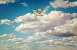 angel, angel figure, guardian angel, wing, heaven, clouds, little angel, nature, in heaven, cloud formation, cumulus, fleecy clouds, guards, monitor, protection, faith, protected, angel children, white, overview