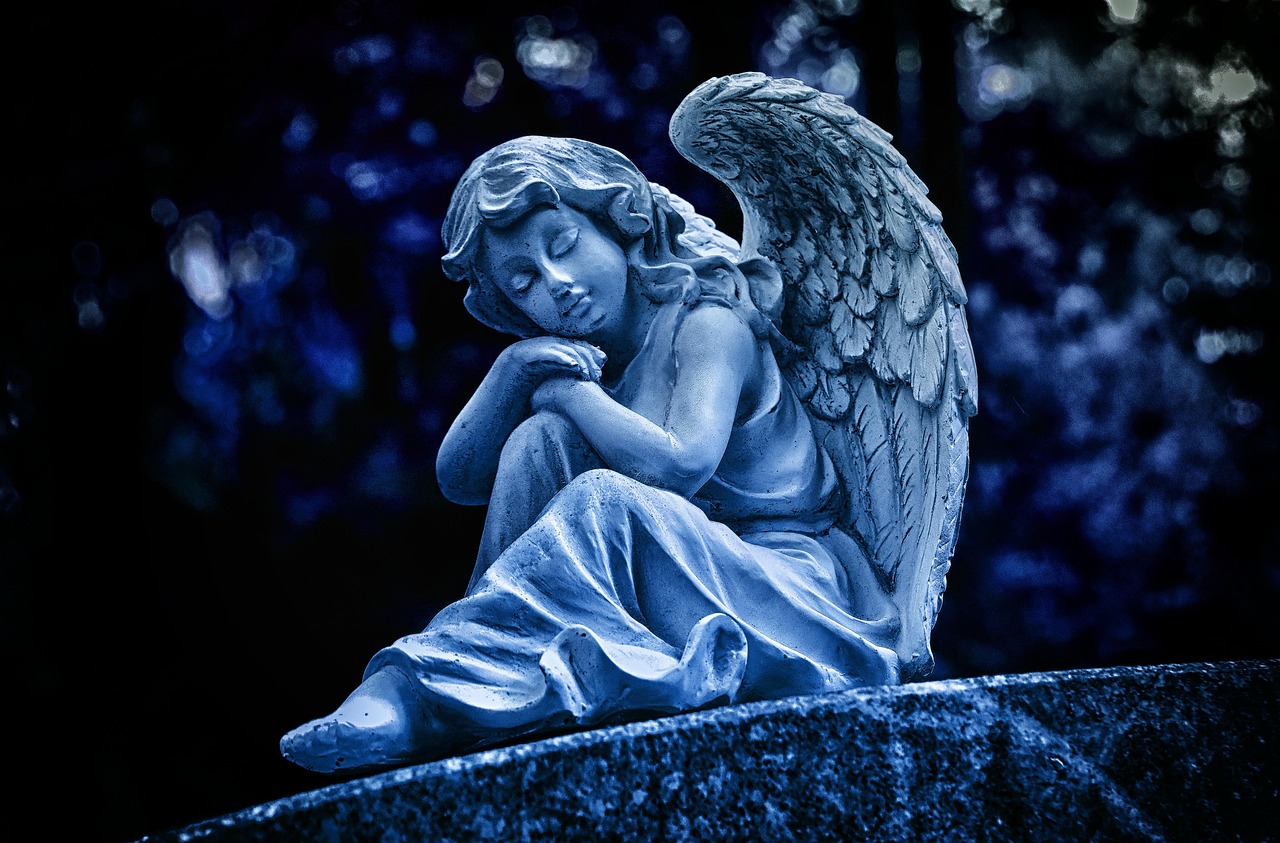 night, angel, sculpture, white, figure, graveyard, faith, hope, stone, angel figure, statue, stone sculpture, angel, angel, angel, angel, angel, graveyard, graveyard