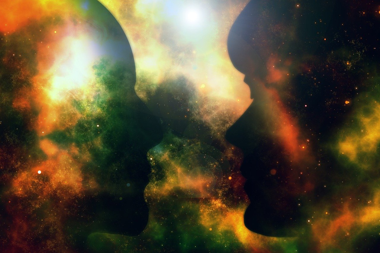 head, man, woman, silhouette, consciousness, light, nature, source, sun, few, view, compared to, universe, masculine, female