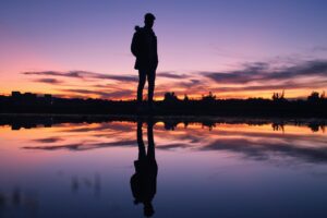 person, man, boy, sunset, twilight, nature, water, water pool, mirror image, reflection, mirroring, light, waters, color, mood, landscape, med ahabchane, person, man, boy, boy, boy, boy, boy