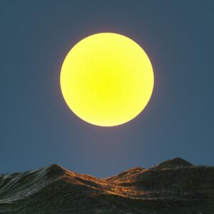mountains, moon, night, moonlight, full moon, lunar, silence, landscape, 3d, nature, digital art
