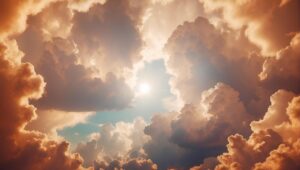 ai generated, clouds, sky, nature, weather, storm, sun, shine, evening, radiant, divine, fantasy