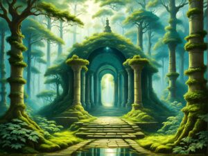 ai generated, sacred, path, forest, nature, fantasy, magic, magical, mystical, spiritual, spirituality, peaceful, faith, meditation