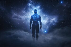 ai generated, universe, cosmos, meditation, silhouette, man, space, mindful space, stars, galaxy, mindfulness, peaceful mind, serenity, cosmic meditation, spiritual journey, cosmic energy