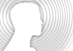 face, silhouette, man, head, structure, template, waves, circles, round, reflection, aesthetics, esthetic, to form, creativity