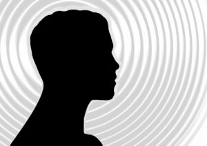 face, silhouette, man, head, structure, template, waves, circles, round, reflection, aesthetics, esthetic, to form, creativity