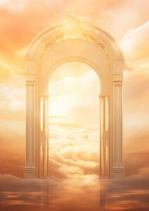 ai generated, entrance, gate, cloud gate, heavenly, sky, gate in clouds, nature, celestial entrance, dreamy gateway, cloudscape, sky gate, cloudy portal, ethereal gate, skybound, celestial realm, cloudscape beauty